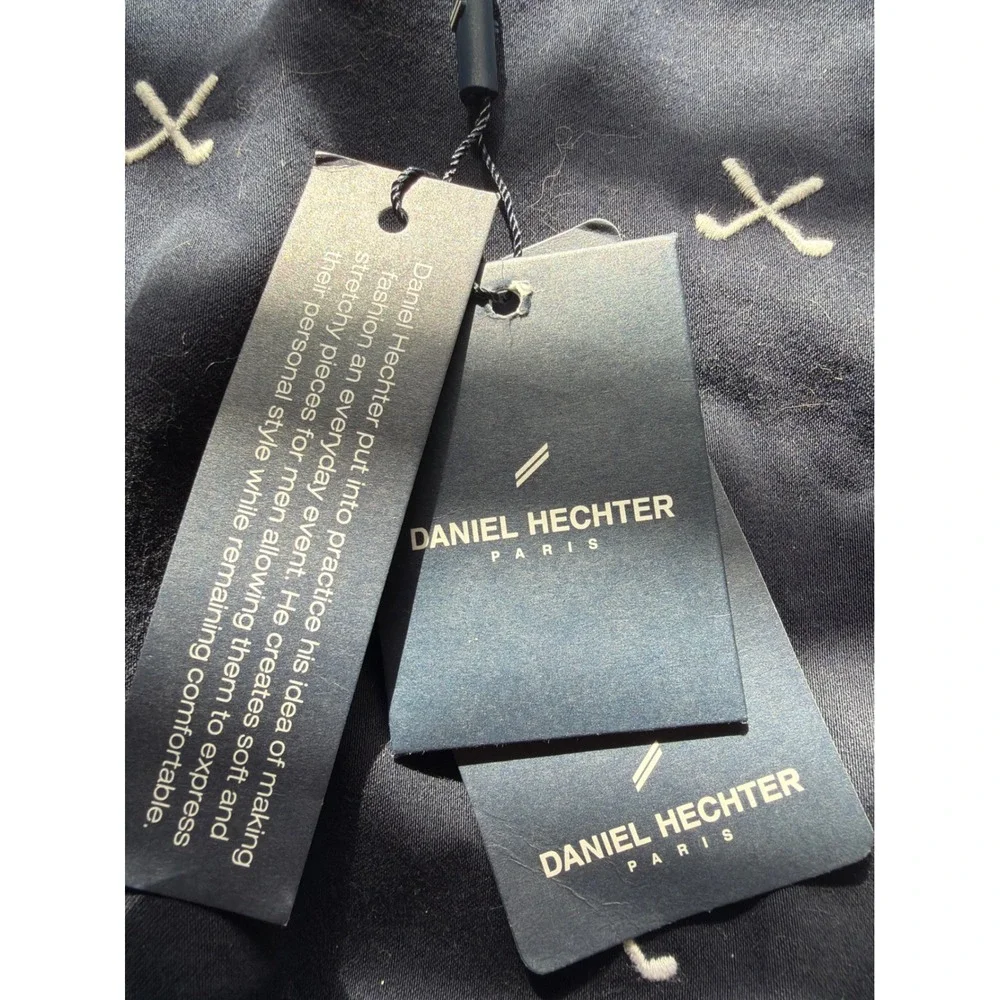 Daniel Hechter Paris Mens Navy Blue Golf Club Embroidered Chino Shorts Size 34